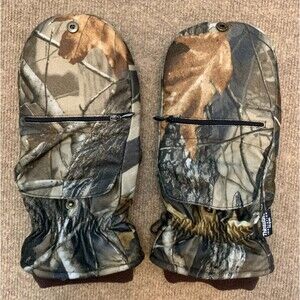 RealTree Gloves Mens 2XL Thinsulate Hardwoods Camo Pop-Top Fleece Pocket Mittens